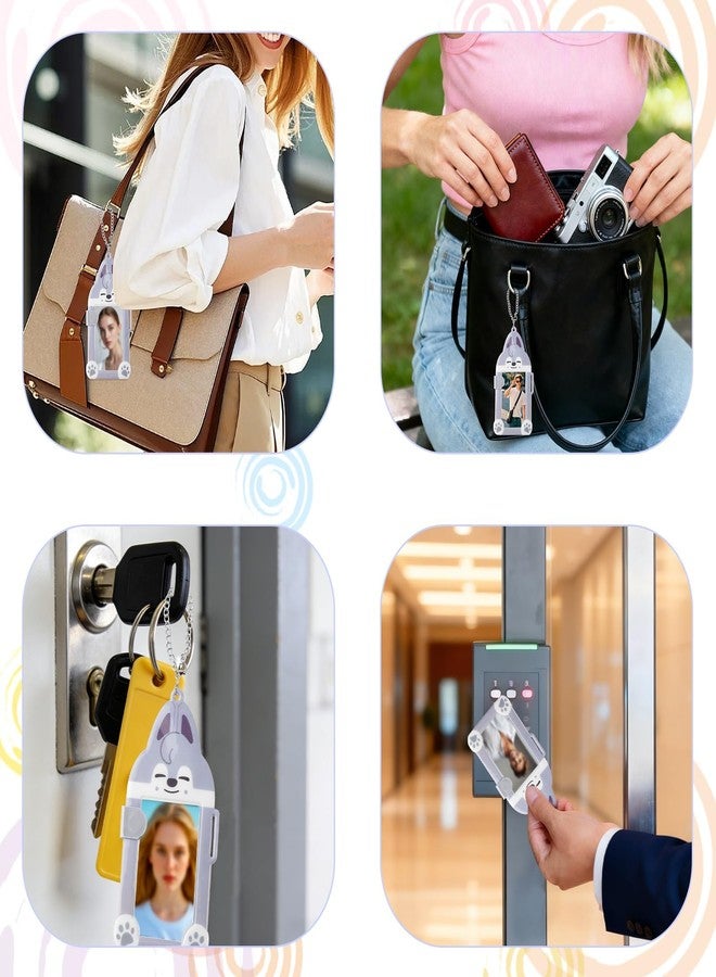 Tarini Cute Cartoon Wolf Photocard Holder - 3 Inch Protective Card Sleeve with Keychain, Portable ID Card Case for School Campus Card, Business Card, Photo Card Fans - Image 5