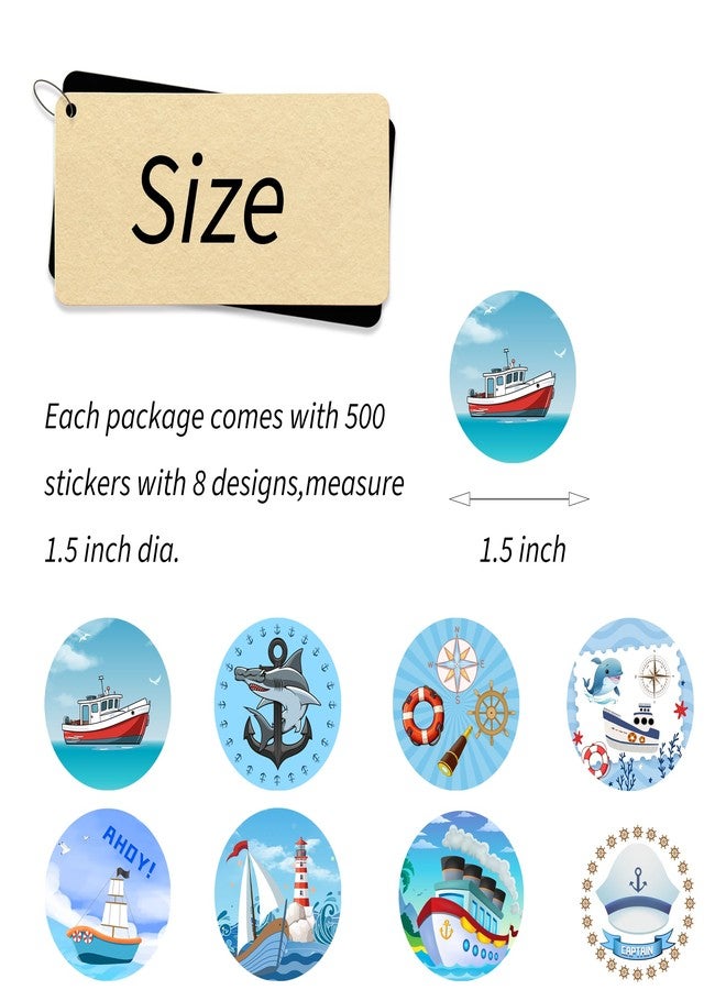 CupaPlay 500 PCS Nautical Stickers for Coastal Beach Nautical Themed Birthday Party Baby Shower Decorations Favors Jar Containers Letter DIY Sticker Labels Decals - Image 2