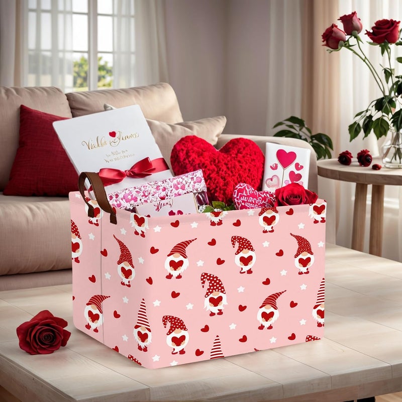 SETAMA Valentine's Day Basket for Gifts Empty Cute Heart Large Gift Basket Decorative Storage Bin for Kid and Baby Room Décor (Pink Dwarf Love) - Image 2