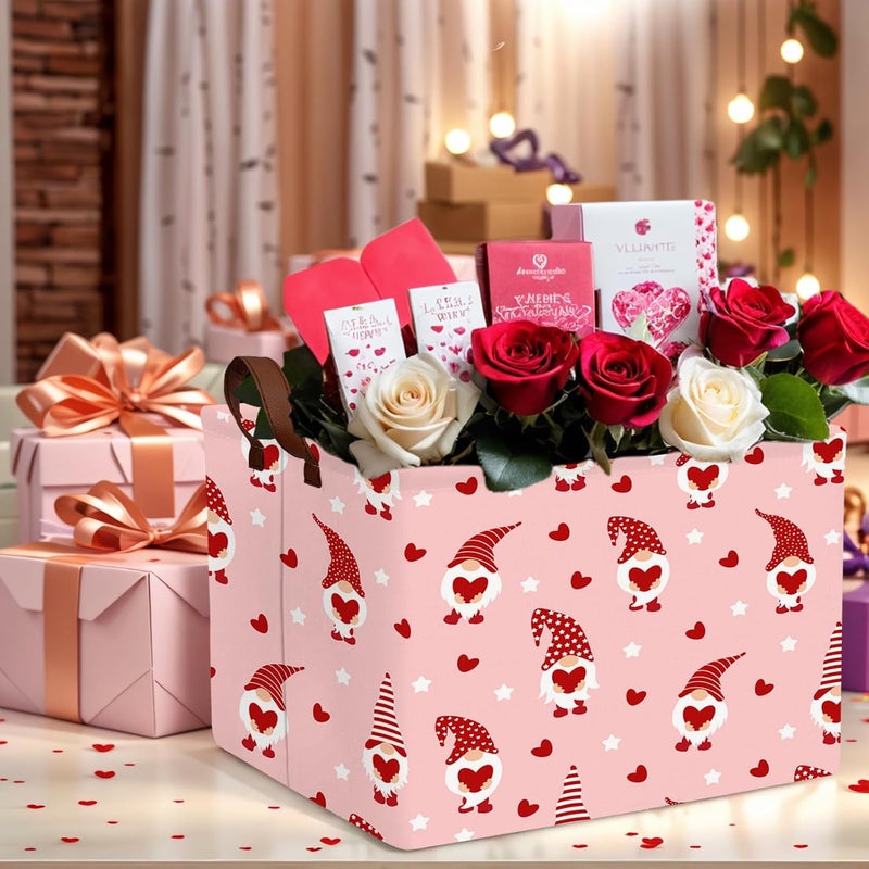 SETAMA Valentine's Day Basket for Gifts Empty Cute Heart Large Gift Basket Decorative Storage Bin for Kid and Baby Room Décor (Pink Dwarf Love) - Image 4