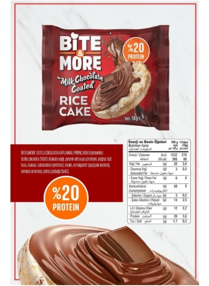 Bite & More Milk Chocolate Coated Protein Rice Cake – High Protein Snack – Rich in Fiber – Healthy On-the-Go Treat - Image 3