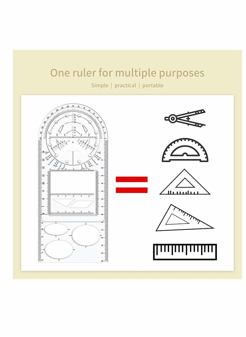 KASTWAVE - 3Pcs Multifunctional Geometric Ruler, Mathematics Drawing Ruler, Geometric Drawing Template Measuring Draft Rulers for Student School Office - Image 1