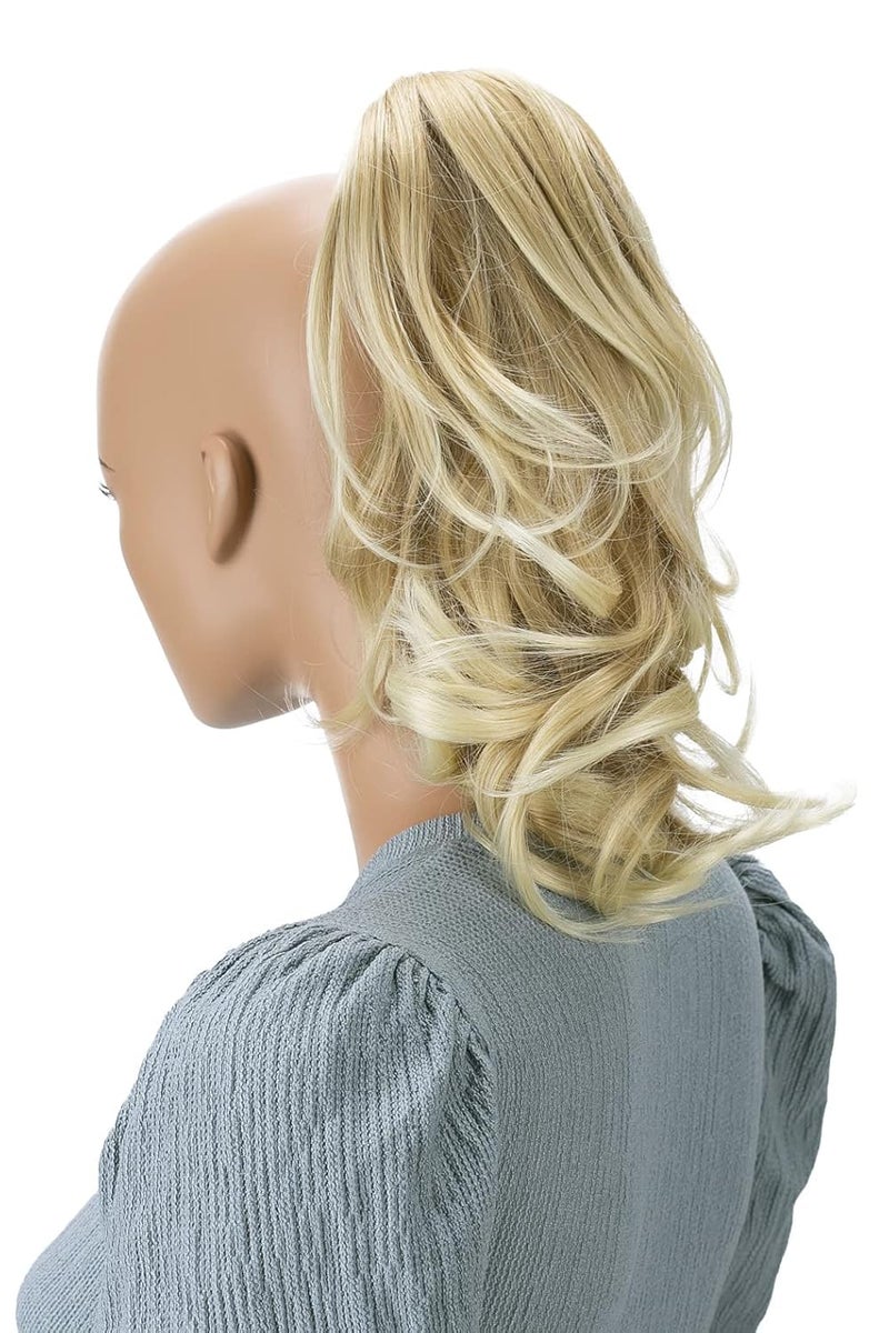 CAISHA 14 Wavy Clip On Ponytail With Butterfly Clip Hairpiece Heatresistant Synthetic Fibres Light Blonde Mix H107