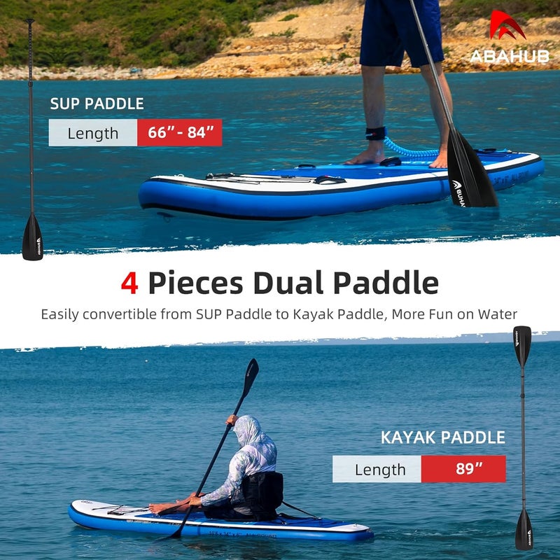 Abahub 1 x 4 Section Carbon SUP Paddle/Kayak Oar, Adjustable Stand up Paddleboard Paddles, Lightweight Carbon Shaft Black/Blue/Green/Gray/Orange/Red Plastic Blade - Image 3