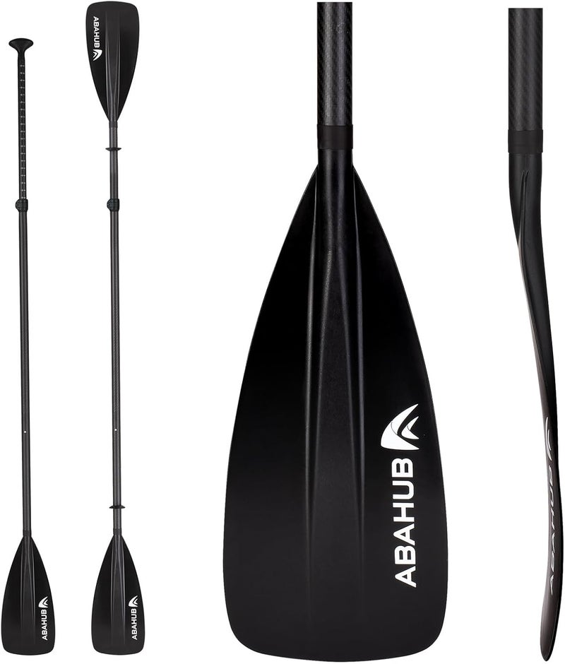 Abahub 1 x 4 Section Carbon SUP Paddle/Kayak Oar, Adjustable Stand up Paddleboard Paddles, Lightweight Carbon Shaft Black/Blue/Green/Gray/Orange/Red Plastic Blade - Image 1