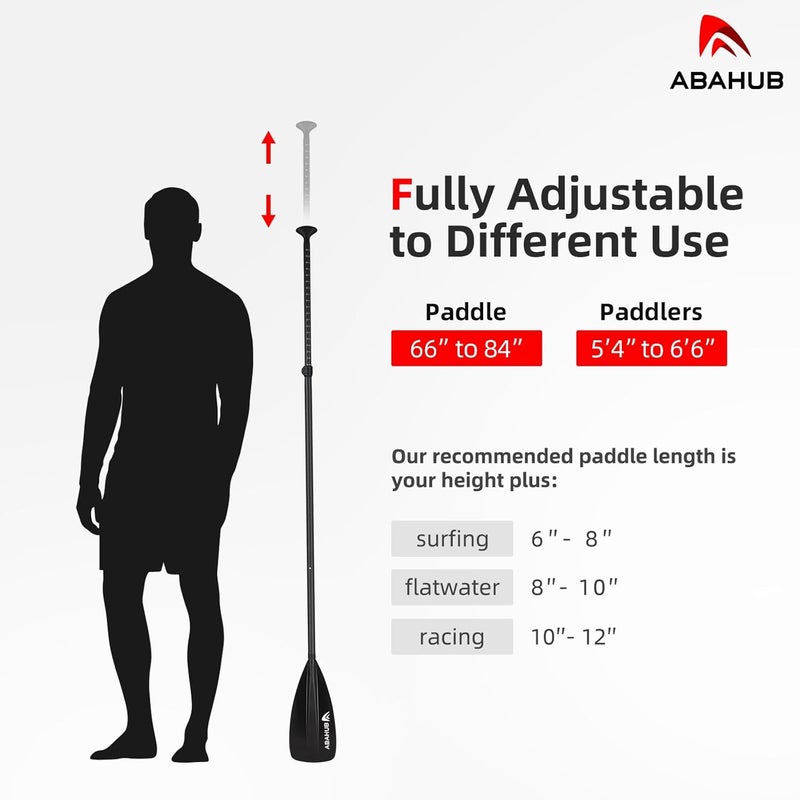 Abahub 1 x 4 Section Carbon SUP Paddle/Kayak Oar, Adjustable Stand up Paddleboard Paddles, Lightweight Carbon Shaft Black/Blue/Green/Gray/Orange/Red Plastic Blade - Image 5