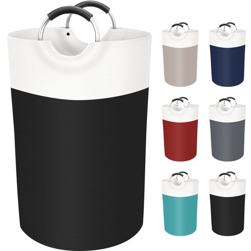 BlissTotes 75L Laundry Basket, Freestanding Laundry Hamper, Collapsible Dirty Clothes Hamper, Waterproof Fabric with Foam Protected Aluminum Handles for College, Dorm, Family (Black) - Image 1
