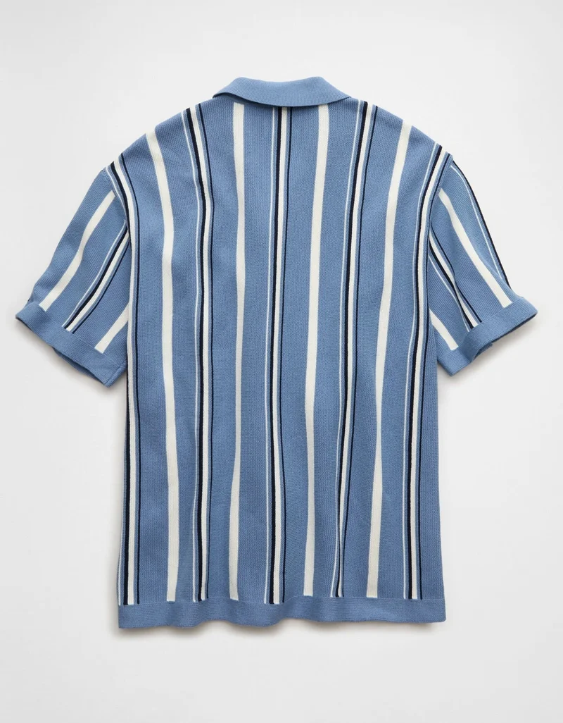 American Eagle  AE Striped Button-Up Sweater Polo for Men | Best Price UAE