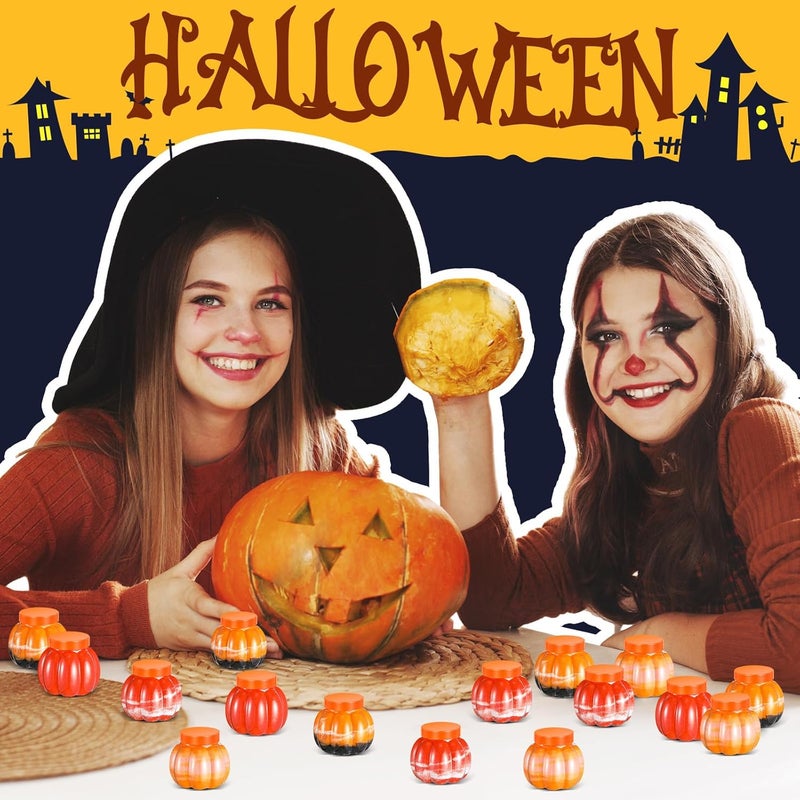 Hsei 40 Pcs 2 oz/ 60ml Plastic Pumpkin Jar with Lids Mini Halloween Pumpkin Candy Jar Small Fall Containers Clear Sand Art Potion Bottles for ThanksGiving Party Decoration Cookie Autume Gift Crafts - Image 5