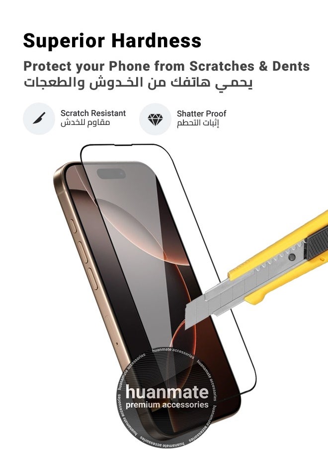 Apple iPhone 16 Pro Max Screen Protector – Premium Edge to Edge Tempered Glass, High Transparency, Delicate Touch, Anti-Explosion, Smooth Arc Edges, Easy Installation