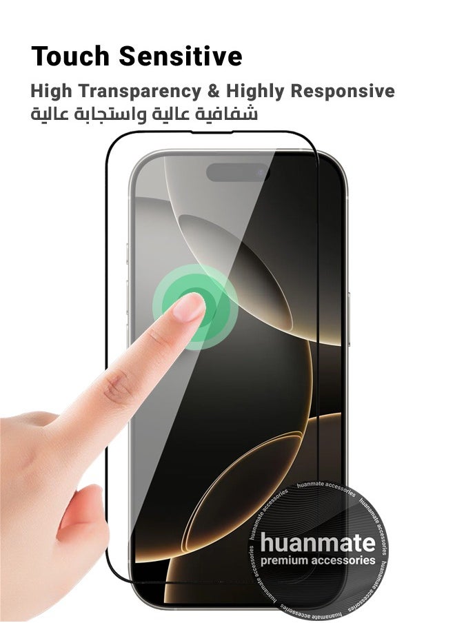 Apple iPhone 16 Pro Max Screen Protector – Premium Edge to Edge Tempered Glass, High Transparency, Delicate Touch, Anti-Explosion, Smooth Arc Edges, Easy Installation