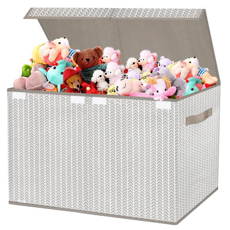 VERONLY VERONLY Toy Box Chest Organizer Bins for Boys Girls Kids Large Collapsible Fabric Storage Container with FlipTop Lid Handles for ClothesBlanketNurseryPlayroomBedroomTree Branch Pattern Gray