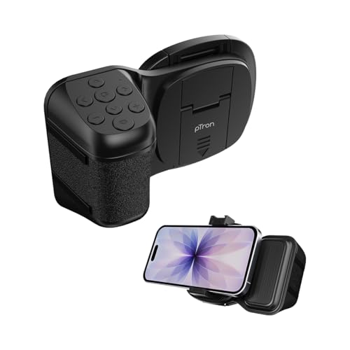 pTron MHR1 Phone Clip Camera Grip Handle w/Detachable BTv5.4 Remote Shutter, 55-90mm Clamping Range, Shoot Videos, Take Snaps, Stable & Firm Grip, Compatible with iOS & Android Devices (Black) - Image 1
