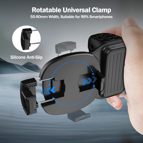 pTron MHR1 Phone Clip Camera Grip Handle w/Detachable BTv5.4 Remote Shutter, 55-90mm Clamping Range, Shoot Videos, Take Snaps, Stable & Firm Grip, Compatible with iOS & Android Devices (Black) - Image 4
