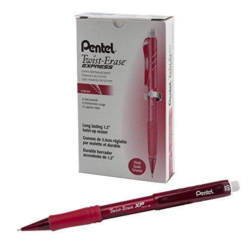 Pentel قلم رصاص ميكانيكي بنتل توست-إيريس إكسبريس 0.9 مم، برميل أحمر، علبة من 12 (QE419B) - Image 4