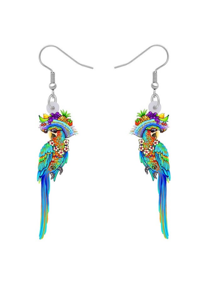 Newei - Acrylic Cute Macaw Parrot Bird Earrings Dangle For Women Girls Animals Jewelry Gifts Charms Hawaii Vacation Accessories (Cerulean) - Image 1