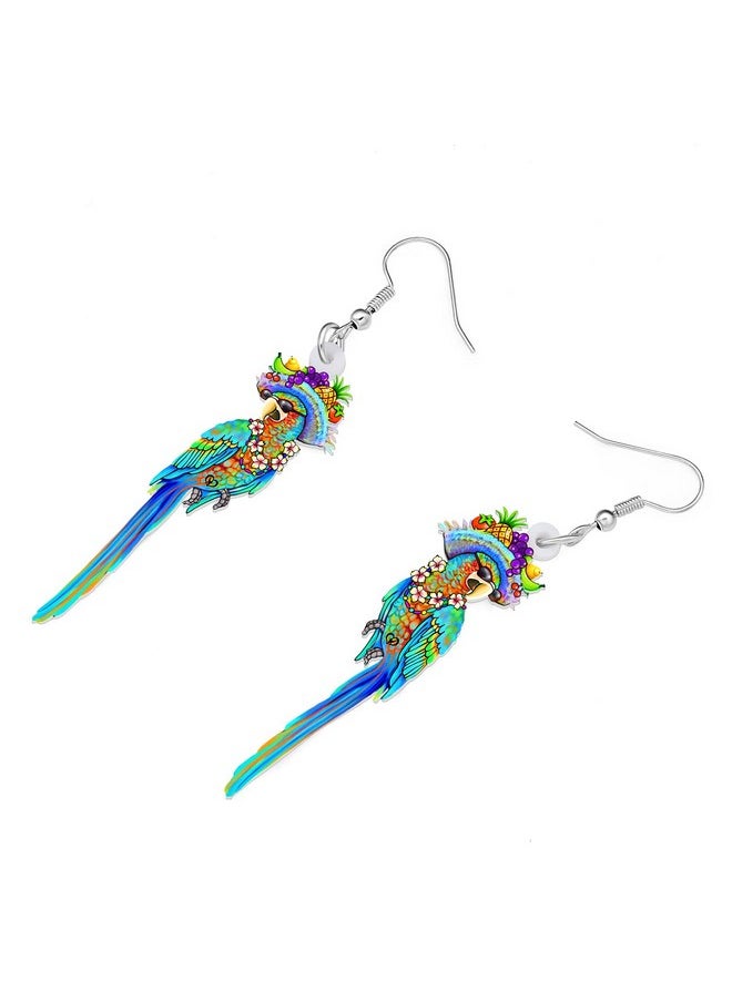 Newei - Acrylic Cute Macaw Parrot Bird Earrings Dangle For Women Girls Animals Jewelry Gifts Charms Hawaii Vacation Accessories (Cerulean) - Image 1