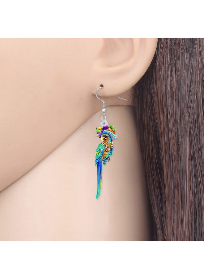 Newei - Acrylic Cute Macaw Parrot Bird Earrings Dangle For Women Girls Animals Jewelry Gifts Charms Hawaii Vacation Accessories (Cerulean) - Image 1