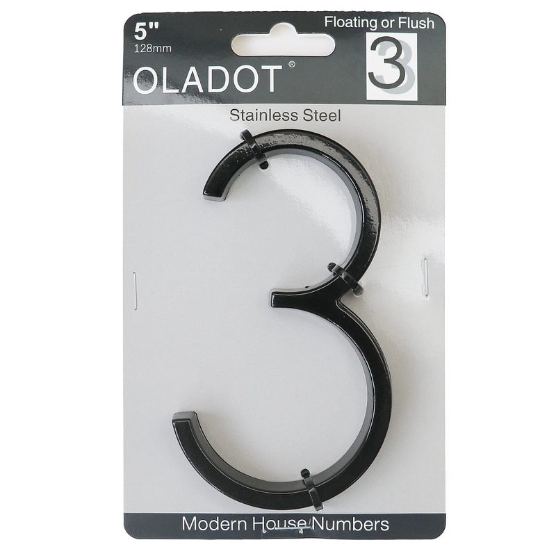 OLADOT 5"" Stainless Steel Floating House Number Metal Modern House Numbers Garden Door Mailbox Decor Number With Nail Kit Coated Black 911 Visibility Signage (3) - Image 2