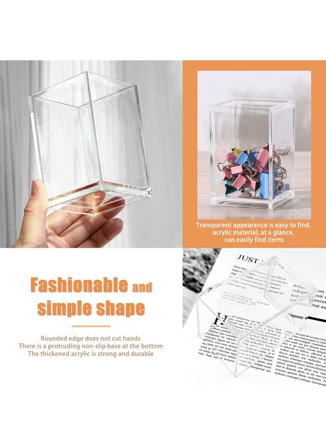 Cerpourt - 3 Pack Clear Acrylic Makeup Brush Holder,Acrylic Cosmetic Brushes Storage Organizer,Pencil Pen Holder Cup for Desk,Modern Design Desk Accessories for Office School Home Supplies - Image 1