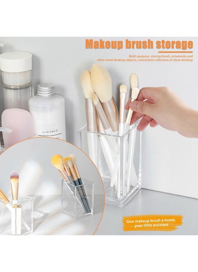 Cerpourt - 3 Pack Clear Acrylic Makeup Brush Holder,Acrylic Cosmetic Brushes Storage Organizer,Pencil Pen Holder Cup for Desk,Modern Design Desk Accessories for Office School Home Supplies - Image 1