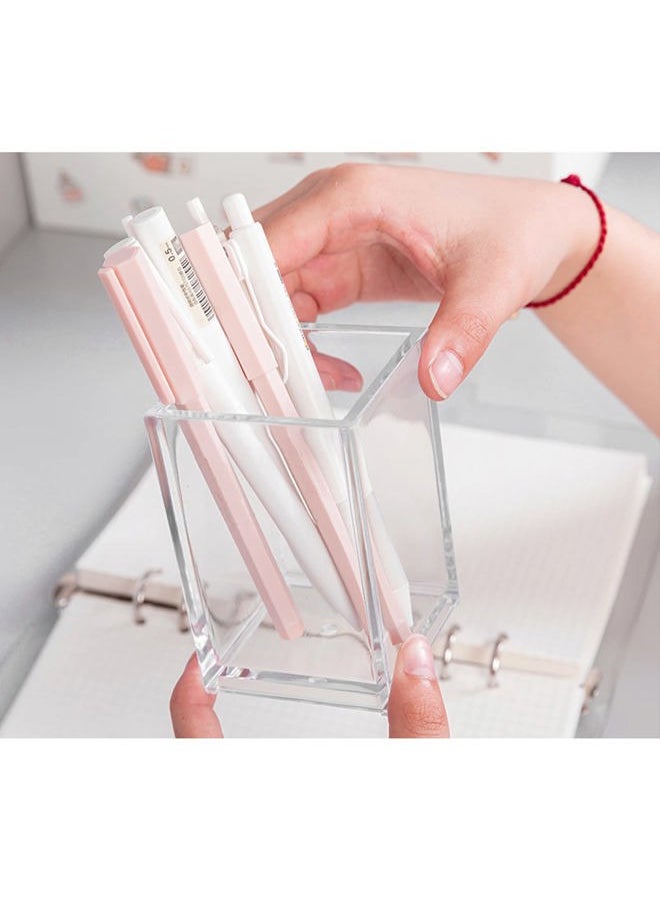 Cerpourt - 3 Pack Clear Acrylic Makeup Brush Holder,Acrylic Cosmetic Brushes Storage Organizer,Pencil Pen Holder Cup for Desk,Modern Design Desk Accessories for Office School Home Supplies - Image 1