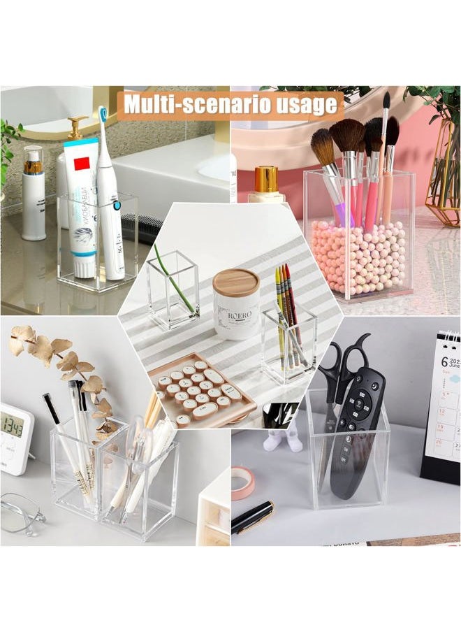 Cerpourt - 3 Pack Clear Acrylic Makeup Brush Holder,Acrylic Cosmetic Brushes Storage Organizer,Pencil Pen Holder Cup for Desk,Modern Design Desk Accessories for Office School Home Supplies - Image 1