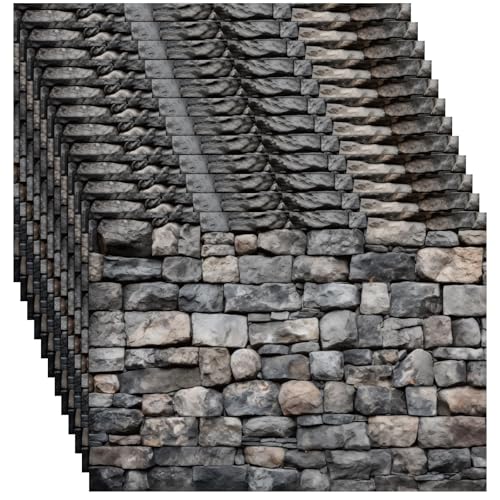 Furbeko 35 Pcs Miniature Dollhouse Wallpaper SelfAdhesive Mini DIY Floorboards Wall Paper Real Life DIY Decoration for Dollhouse Brick Gray - Image 1