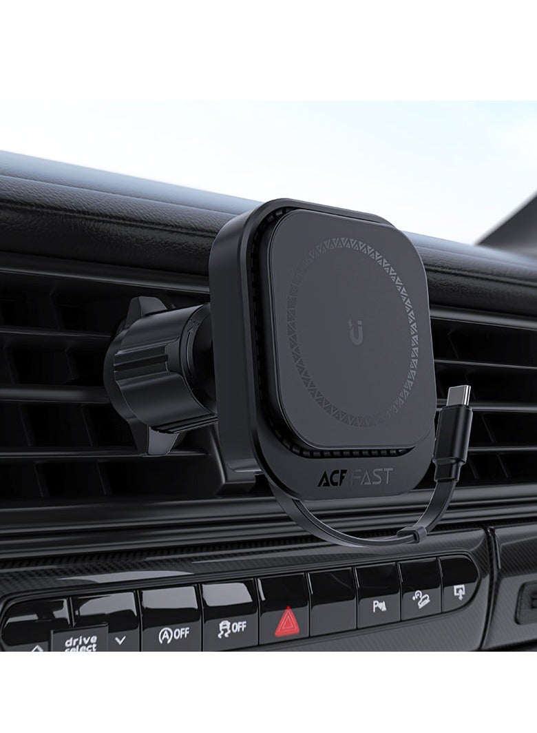 ACEFAST D32 magnetic wireless charging holder with retractable cable. - Image 3