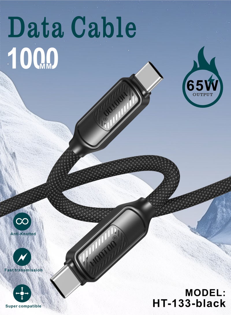 HooToo Data Cable 1000 mm USB-C to USB-C charging cable color supports USB-C ports compatible with iPhone and Galaxy devices fast charging cable 65W iPhone to USB-C durable and heat-resistant charging cable iPhone charger cable iPhone charging cable Galaxy charging cable iPhone USB-C cable iPhone cable portable cable Galaxy cable USB-C cable - Image 1