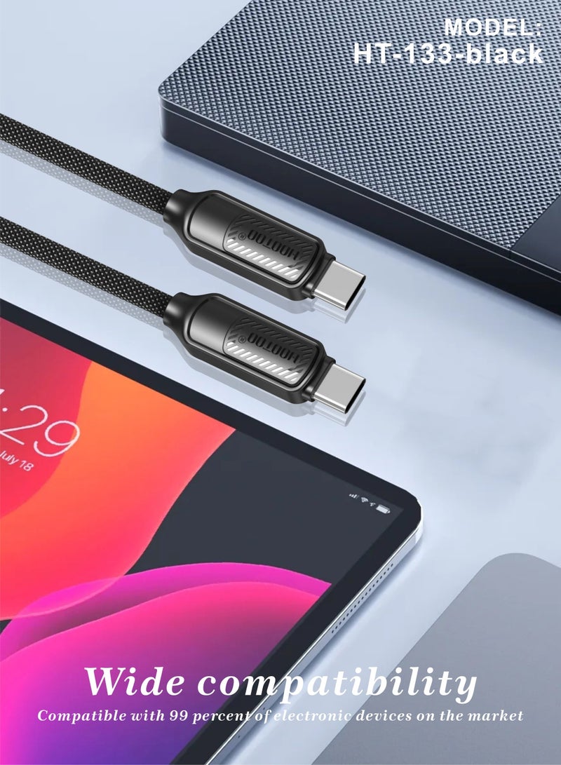 HooToo Data Cable 1000 mm USB-C to USB-C charging cable color supports USB-C ports compatible with iPhone and Galaxy devices fast charging cable 65W iPhone to USB-C durable and heat-resistant charging cable iPhone charger cable iPhone charging cable Galaxy charging cable iPhone USB-C cable iPhone cable portable cable Galaxy cable USB-C cable - Image 2