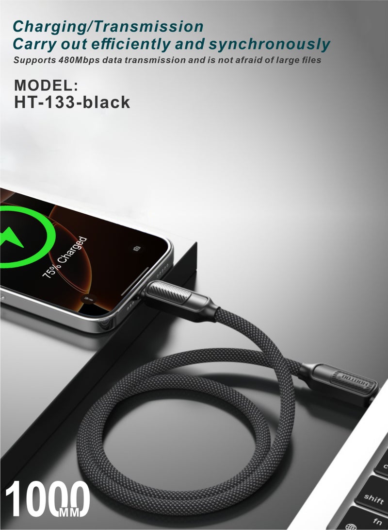 HooToo Data Cable 1000 mm USB-C to USB-C charging cable color supports USB-C ports compatible with iPhone and Galaxy devices fast charging cable 65W iPhone to USB-C durable and heat-resistant charging cable iPhone charger cable iPhone charging cable Galaxy charging cable iPhone USB-C cable iPhone cable portable cable Galaxy cable USB-C cable - Image 4