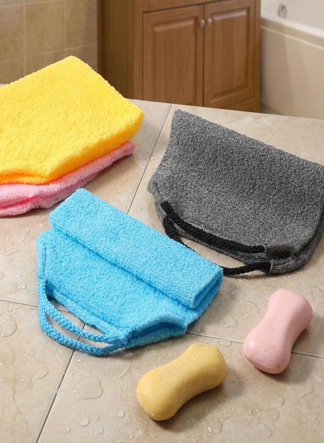 Gtziqa Exfoliating Back Washers Scrub with Handles, 4 Pcs Exfoliating Towel for Shower Stretchable Back Washer Japanese Backs Scrubber Cloth Towels Double-Sided Nylon Body Exfoliator for Cleans Skin Massages - Image 4