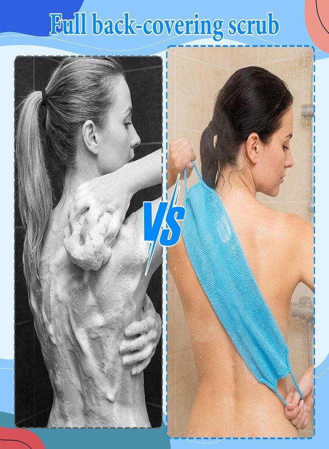 Gtziqa Exfoliating Back Washers Scrub with Handles, 4 Pcs Exfoliating Towel for Shower Stretchable Back Washer Japanese Backs Scrubber Cloth Towels Double-Sided Nylon Body Exfoliator for Cleans Skin Massages - Image 5