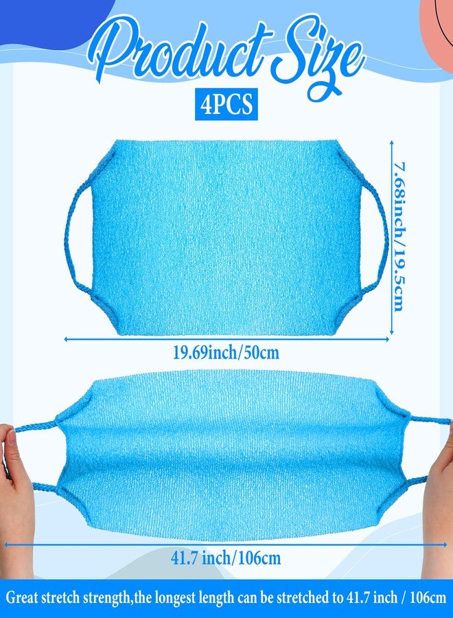 Gtziqa Exfoliating Back Washers Scrub with Handles, 4 Pcs Exfoliating Towel for Shower Stretchable Back Washer Japanese Backs Scrubber Cloth Towels Double-Sided Nylon Body Exfoliator for Cleans Skin Massages - Image 2