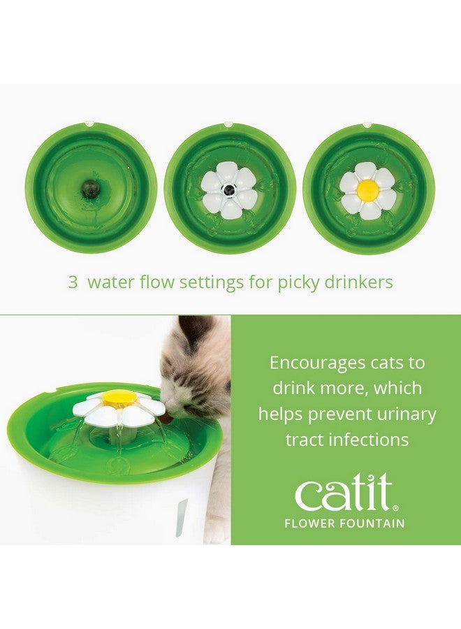 كاتيت نافورة زهور كاتيت مع فلتر ثلاثي المفعول، نافورة مياه شرب للقطط، 3 لتر، أخضر - Image 3