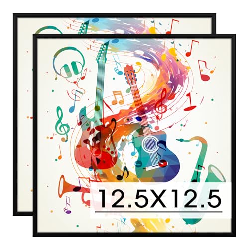 Homso Vinyl Record Frame for the Wall Display Album Cover for 12.5x12.5 inch LP Record with Cover, Metal Aluminum Finish - 2 Pack Black - Image 1
