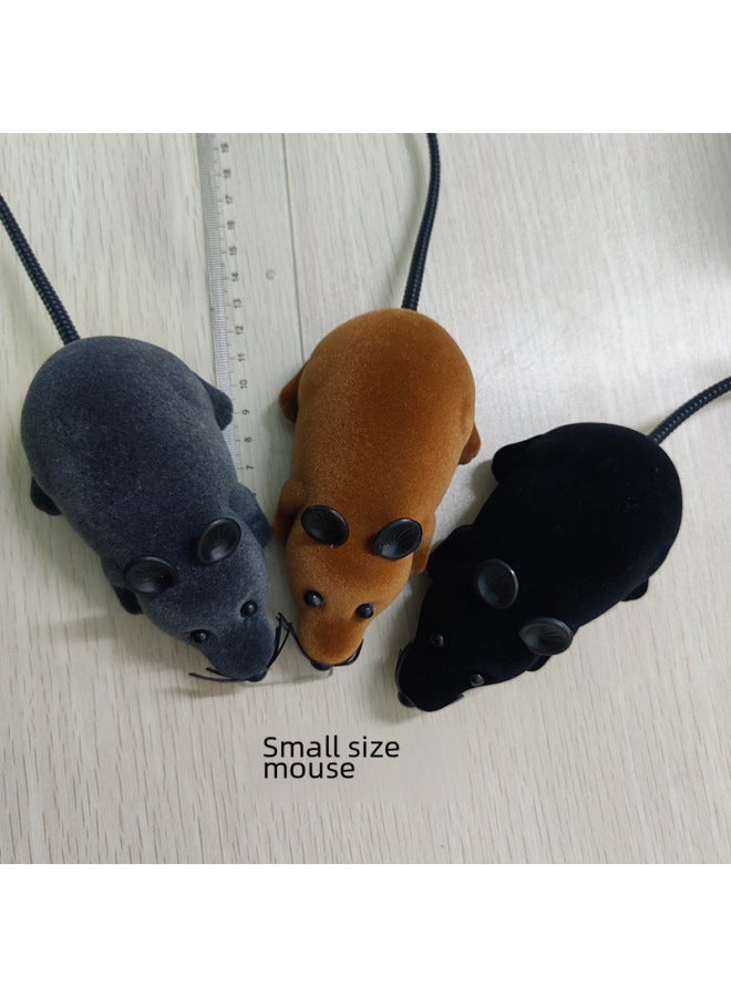 Remote Control Simulation Mouse Electric Spoof Trick Animal Model Children's Toys Funny Cat Pet Supplies-Color:Large Total Length 28cm Two-way Pouch Mouse-Black - Image 5