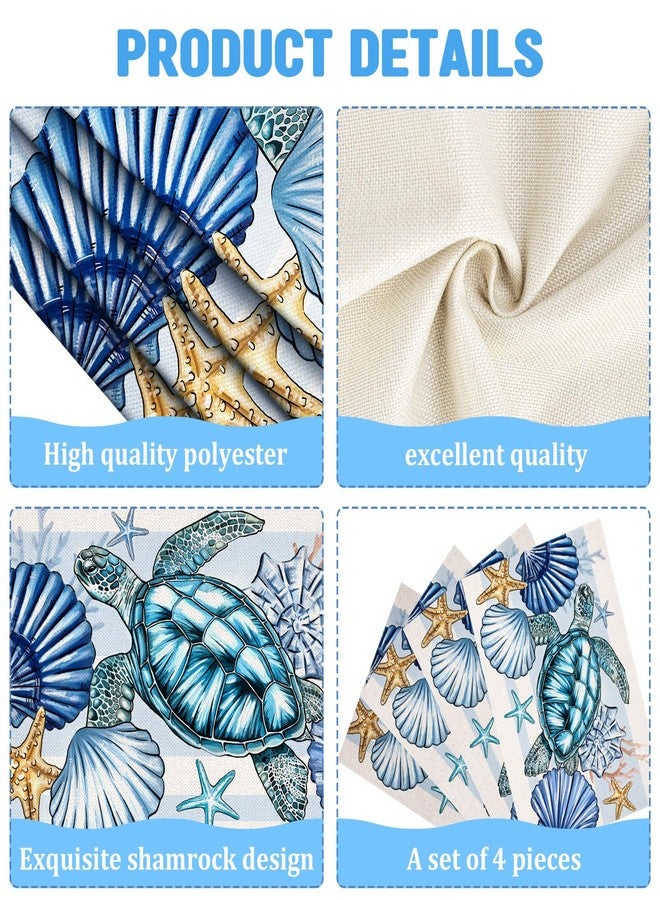 snaxuda Placemats Set of 4 Sea Shell Starfish Beach 12x18 Inch Seasonal Spring Ocean Coastal Washable Linen Nautical Table Mats for Party Kitchen Dining Decoration - Image 4