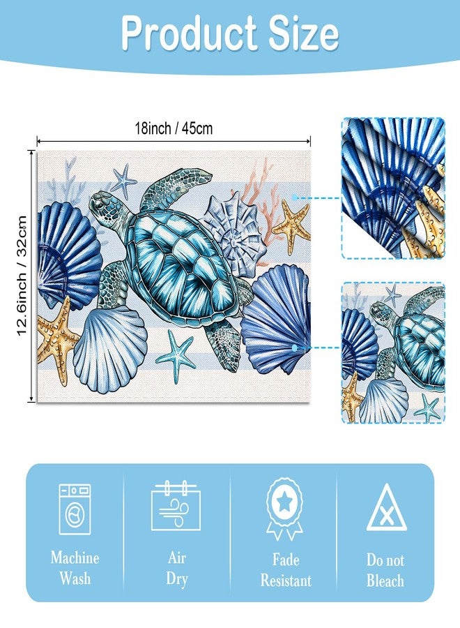 snaxuda Placemats Set of 4 Sea Shell Starfish Beach 12x18 Inch Seasonal Spring Ocean Coastal Washable Linen Nautical Table Mats for Party Kitchen Dining Decoration - Image 3