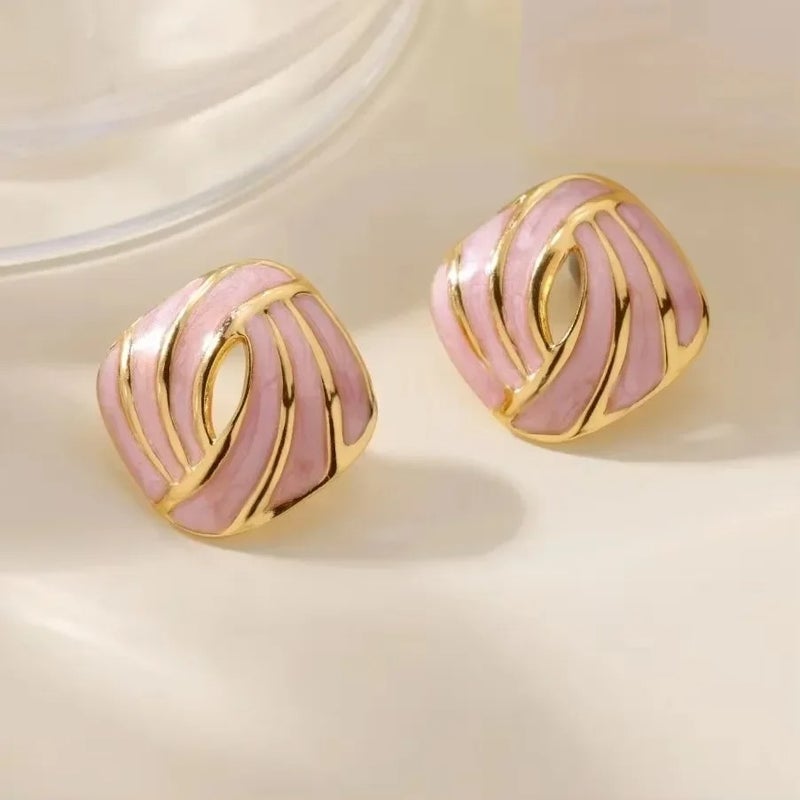The Black Pearl Accessories Golden Pink Stainless Steel Earring - Image 4