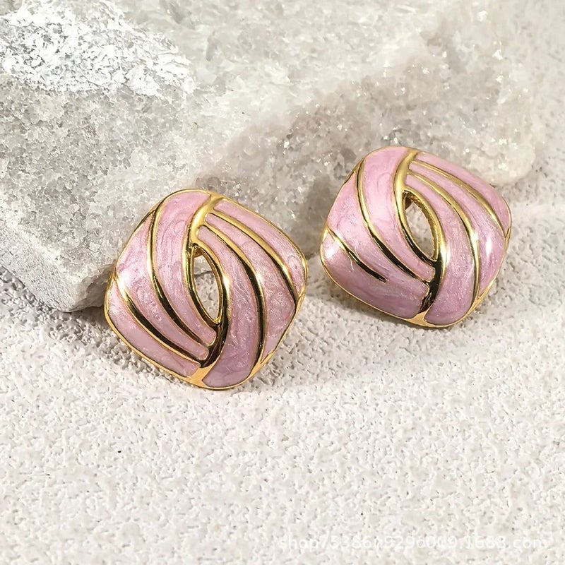 The Black Pearl Accessories Golden Pink Stainless Steel Earring - Image 3