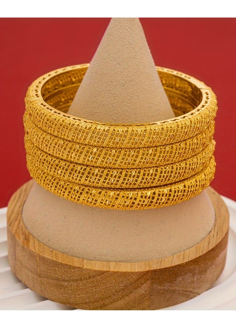 FASHION Hollow Strip Printed Pattern Bracelet, Exquisite Environmentally Friendly Copper Women's Fashionable High-End Bracelet  - Image 5
