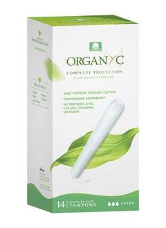Organ(y)c Organyc Complete Protection Feminine Care Organic Cotton Internal Tampons with Cardboard Applicator Super 14 Pieces 