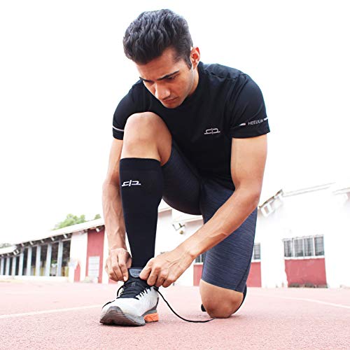 HEELIUM Bamboo Knee Length Socks for Men & Women | Compression Socks | Running, Cycling | Boosts Blood Circulation & Recovery, Black - Image 5
