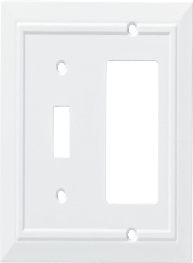 Franklin Brass Classic Architecture (1-Pack) Decorative Light Switch Covers Combination Pure White Toggle, Decorator/Rocker Combo | Wall Plate Outlet Cover Switch Plates W35246-PW-C - Image 1