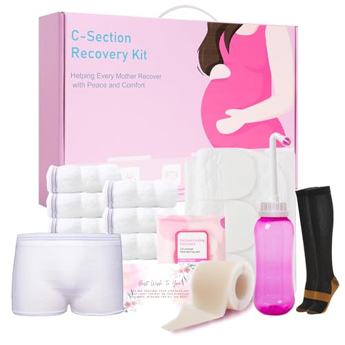 SOFTCA C Section Recovery Must Haves Kit Peri BottleDisposable Mesh UnderwearsWitch Hazel Pad LinersSilicone Scar Patches Abdominal Belly BinderSocksCSection Recovery Essentials Kit - Image 2