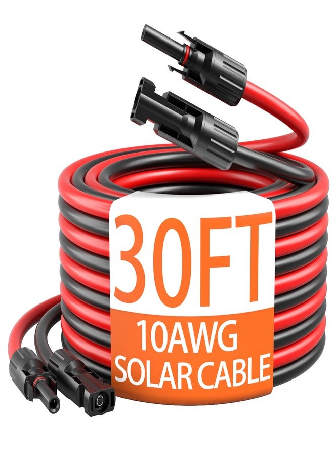 energeaster 10AWG Solar Extension Cable with Pair of Connectors Solar Panel Adaptor Kit Tool, mc4 Extension Cable,10 Gauge Wire,Red and Black(30FT Red + 30FT Black) - Image 1