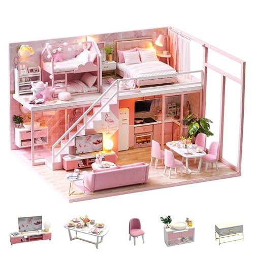 Flever Dollhouse Miniature DIY House Kit Creative Room with Furniture for Romantic Artwork Gift Meeting Your Sweet - Image 1