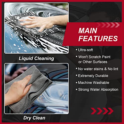 Oudain 200Pcs 16x16 Inch Microfiber Cleaning Cloth Towels for Car, Highly Absorbent Cleaning Rag Washable Reusable Multi-Purpose Wiper Cloths for Wash Car Home Pet Drying Dusting (Gray) - Image 4